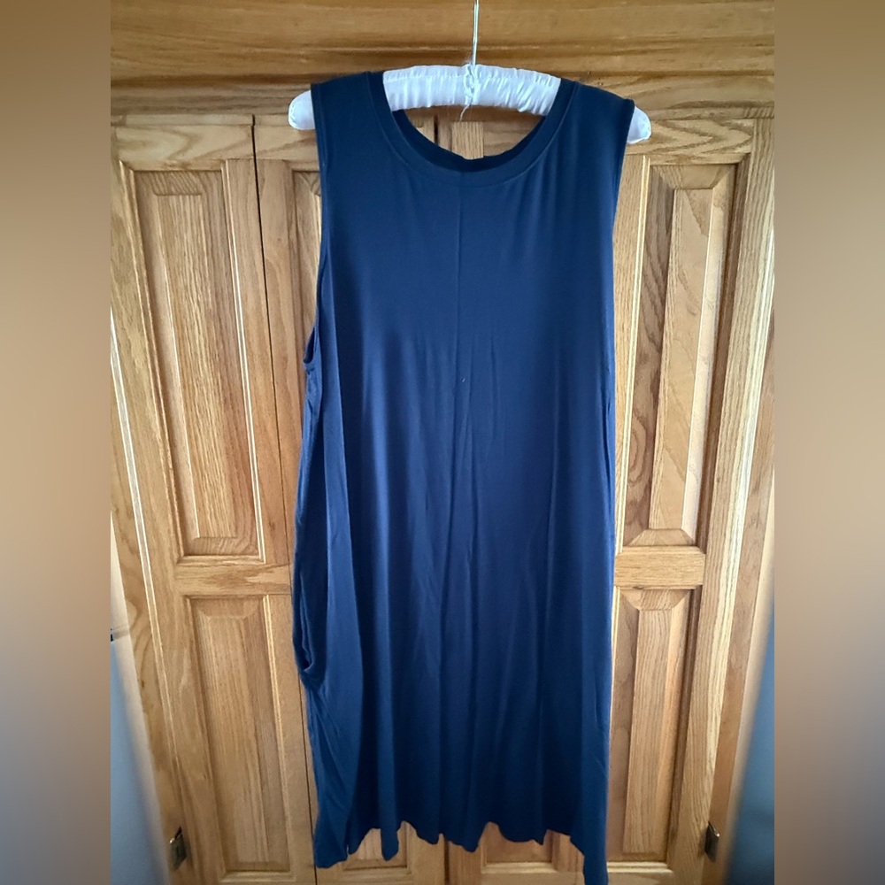 Plus Size 22 Blue Sleeveless Midi Dress Casual Summer Flowy